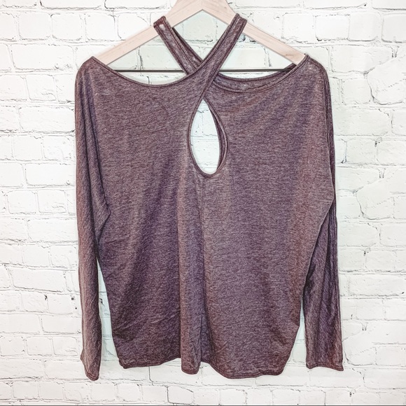 Chaser Cross Cut Out Dolman Long Sleeve Purple Size Medium NWT - Picture 3 of 5
